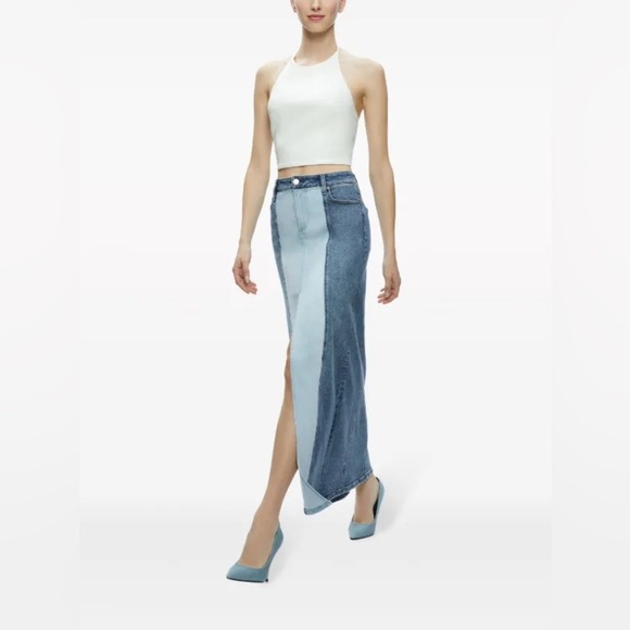 Two Tone Alice + Olivia Jeans Rye Two Tone Denim Skirt NWOT - Picture 11 of 11